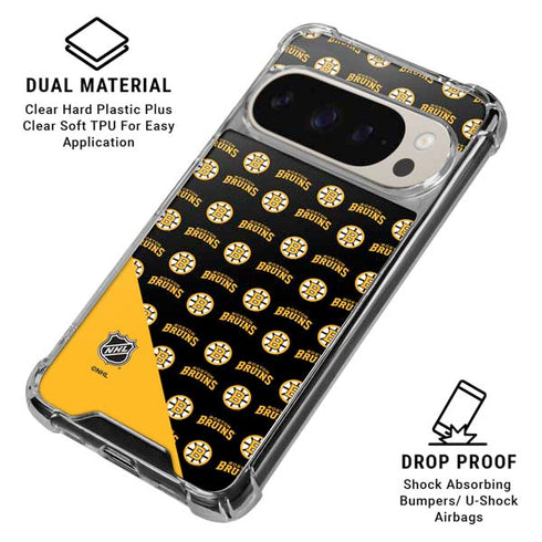 NHL Boston Bruins Pattern Google Pixel 9/9 Pro Clear Case